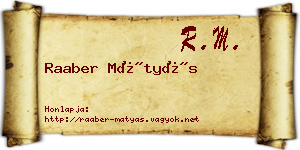 Raaber Mátyás névjegykártya